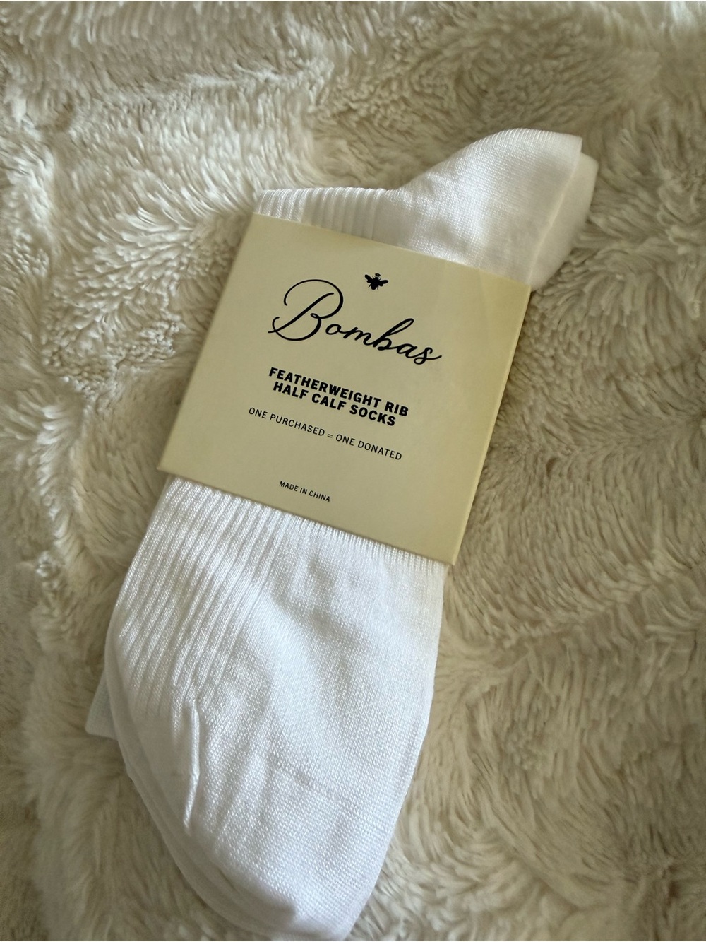 Bombas White Featherweight Rib Half-Calf Socks for Men